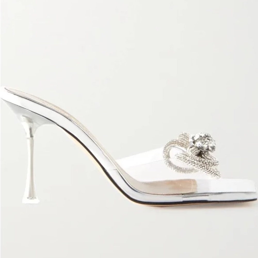 Mach & Mach double bow crystal-embellished mules